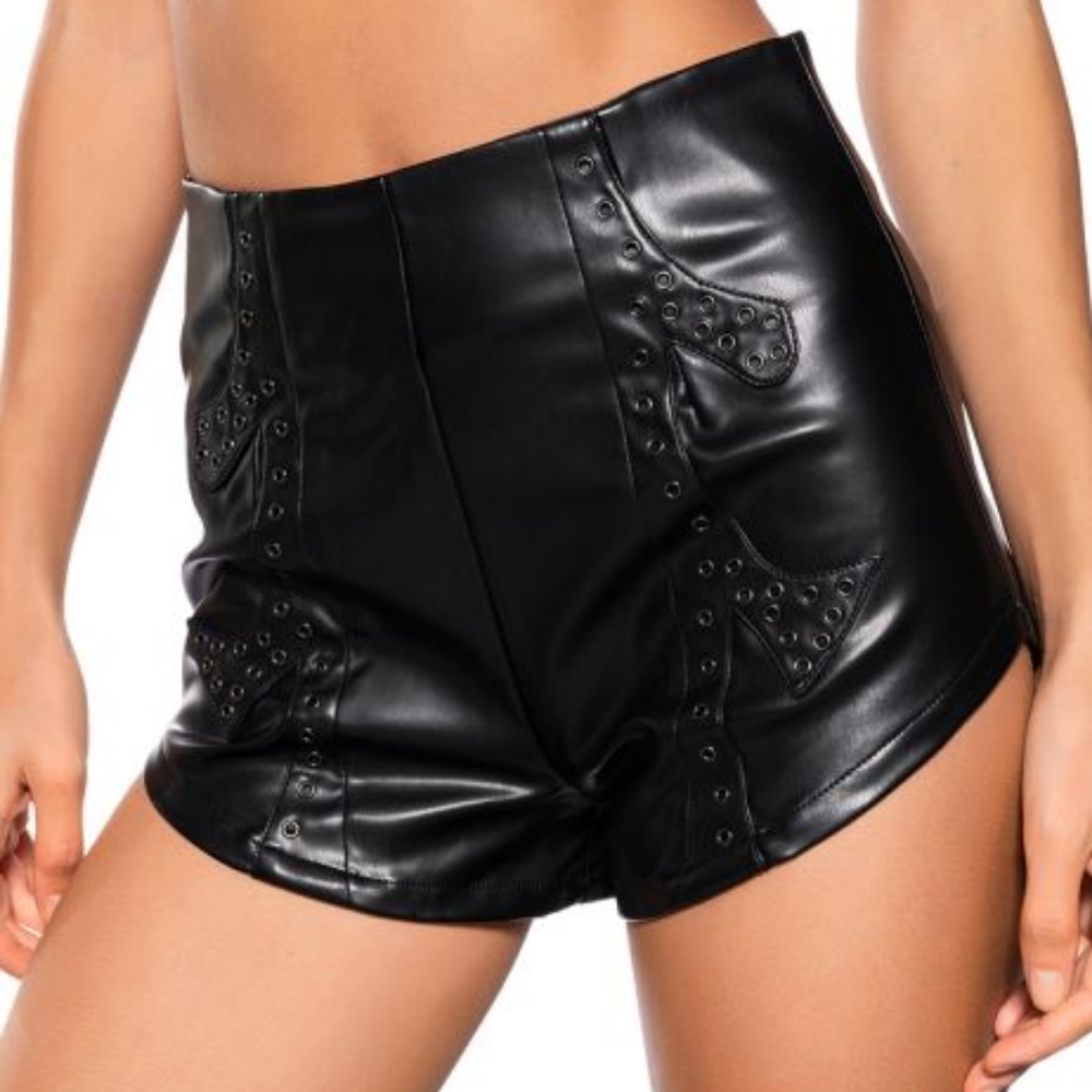 Faux leather western shorts edc Coachella